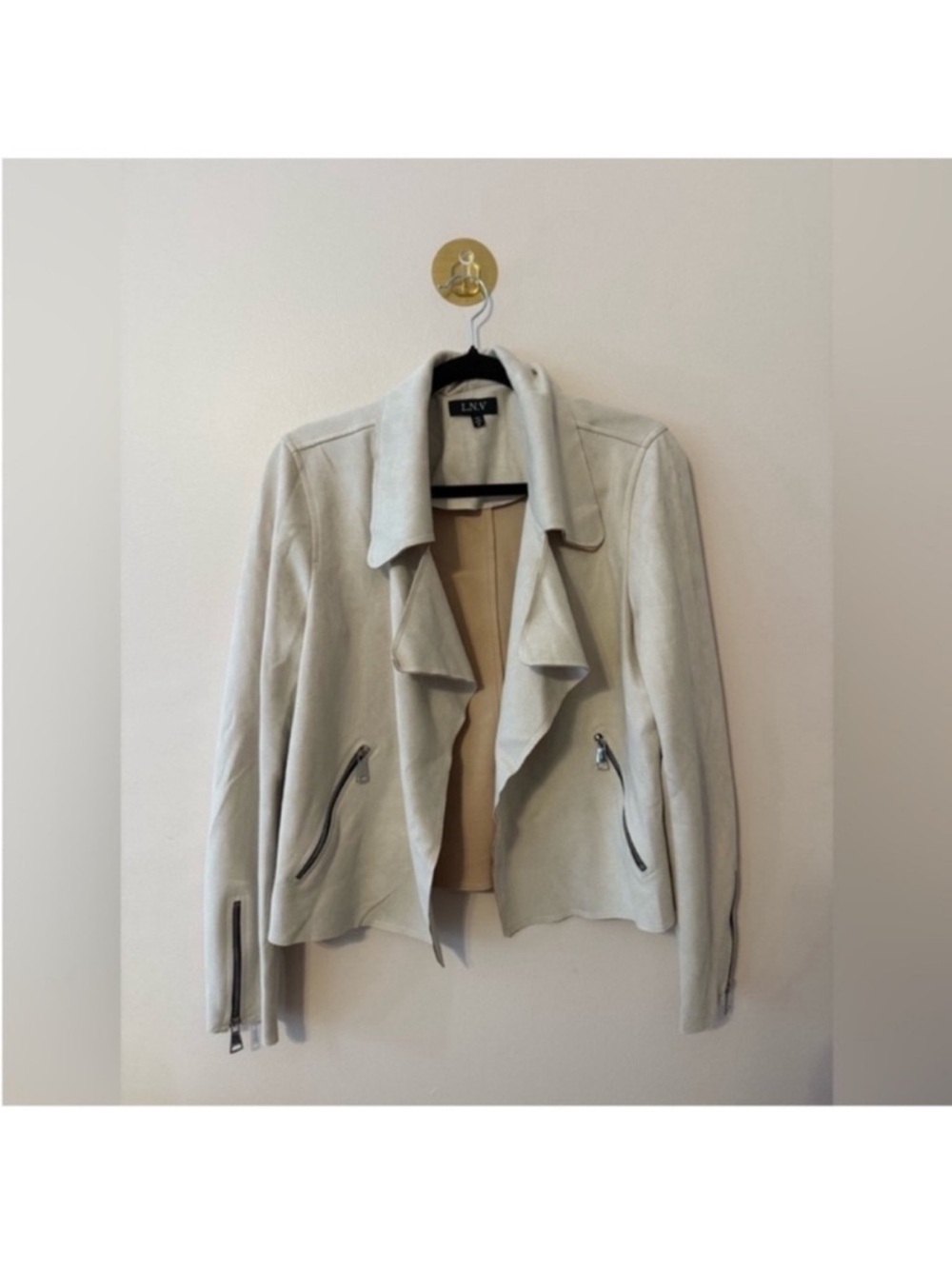 LNV Women's Cream Leather Jacket M